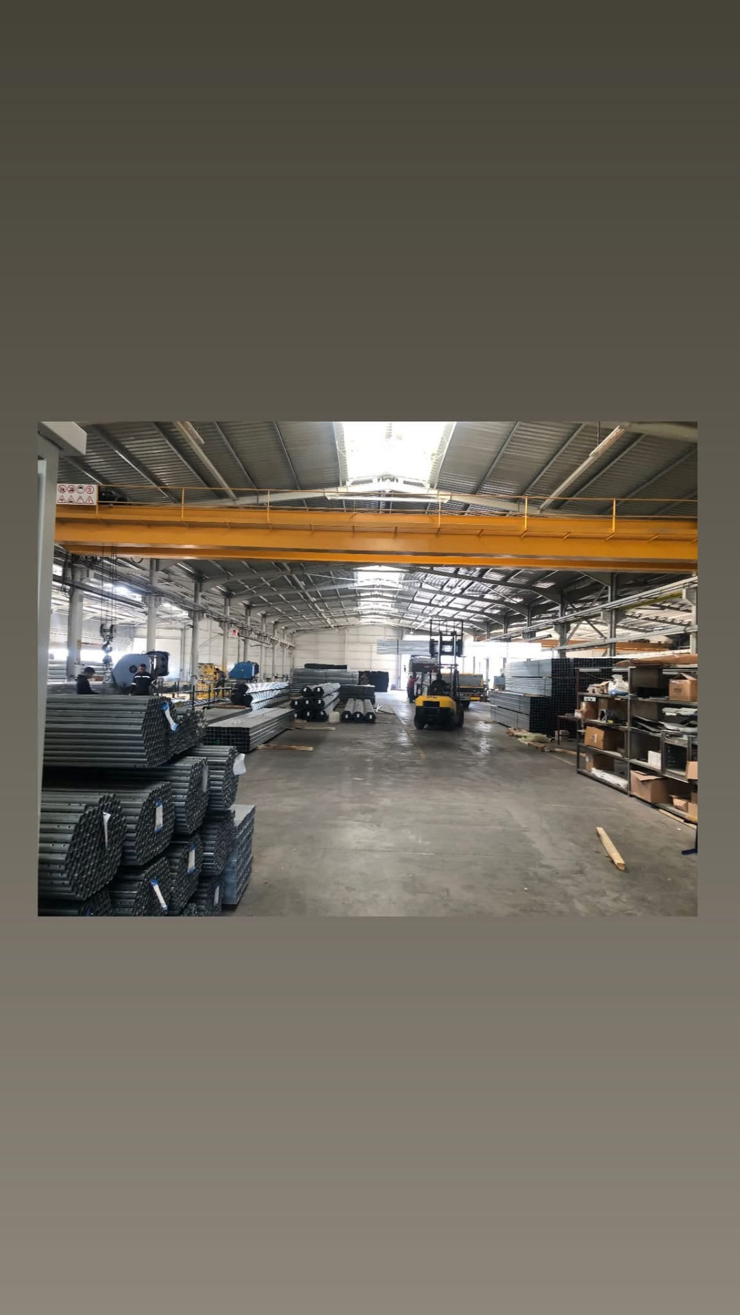Steel profile stock and processing area