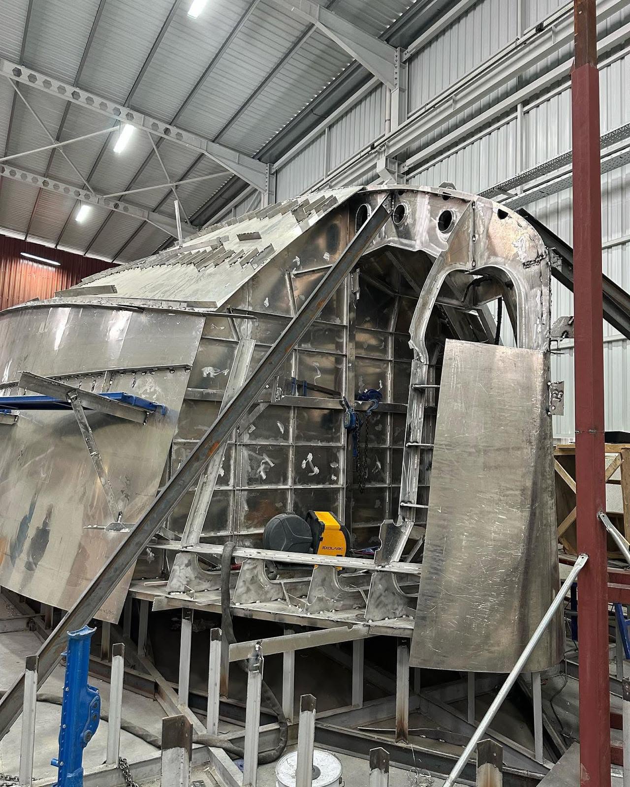 Yacht under construction in the factory