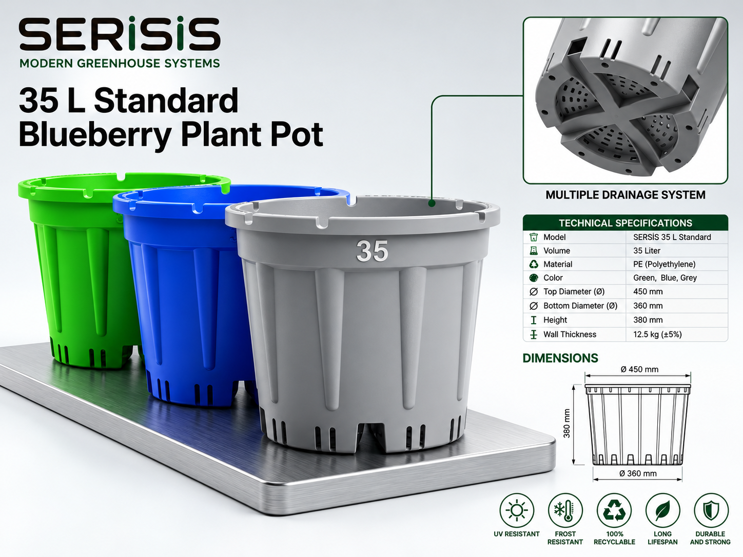 Sersis 35 L Blueberry Production Pot