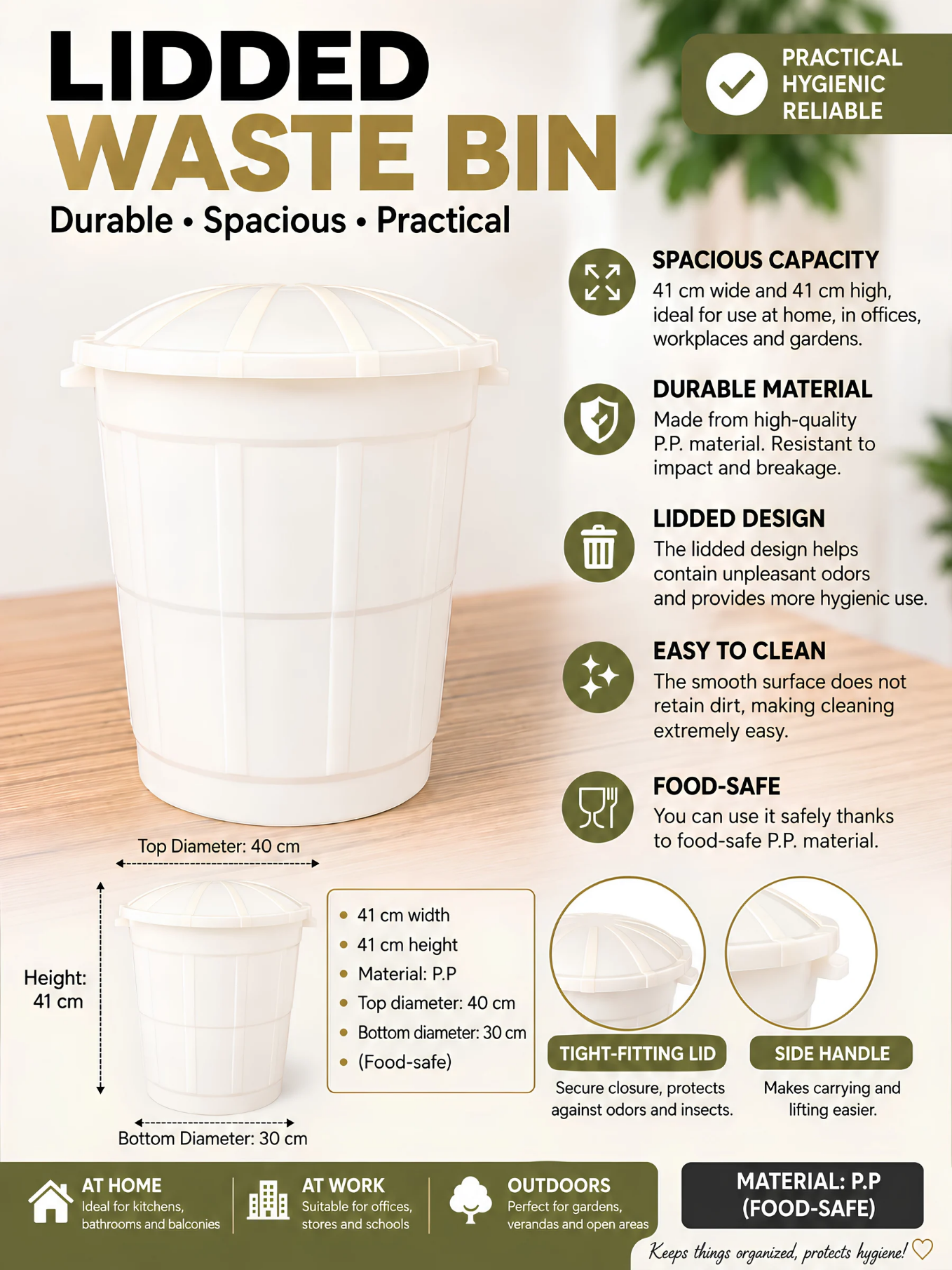 White lidded waste bin product artwork
